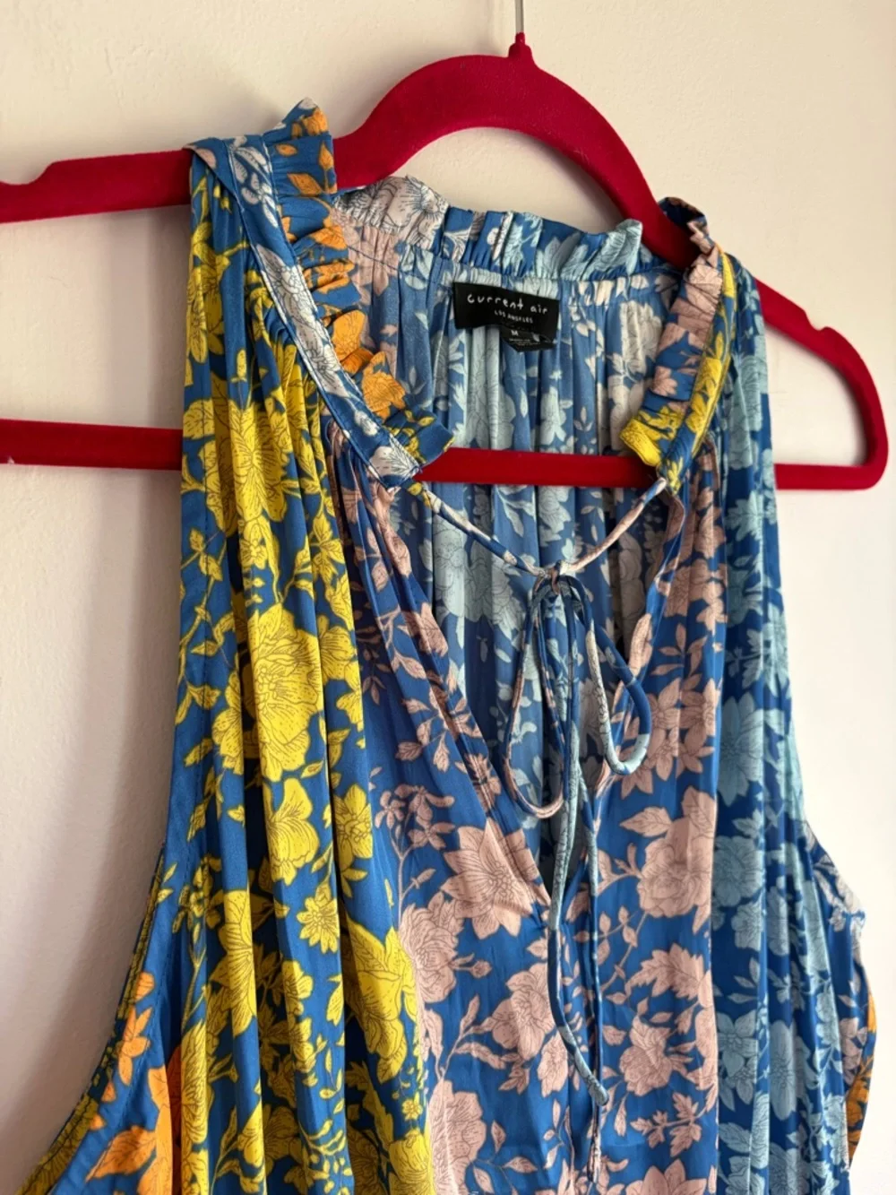 Current Air Anthropologie Sleeveless V Neck Pleated Silky Floral Dress Size M - Picture 2 of 6